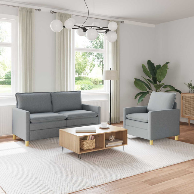 Sofa Sæt 2 stk. Lysegrå Stof