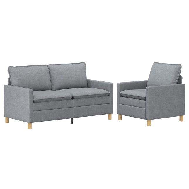 Sofa Sæt 2 stk. Lysegrå Stof