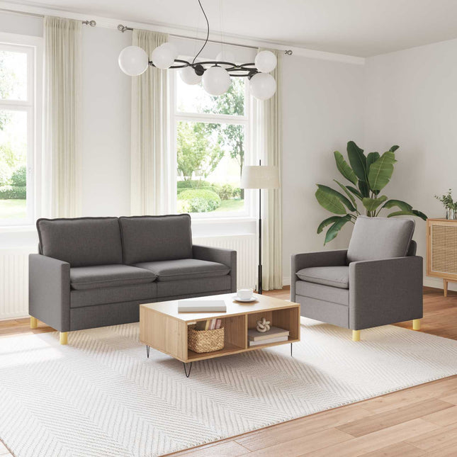 Sofa Sæt 2 stk. Mørkegrå Stof