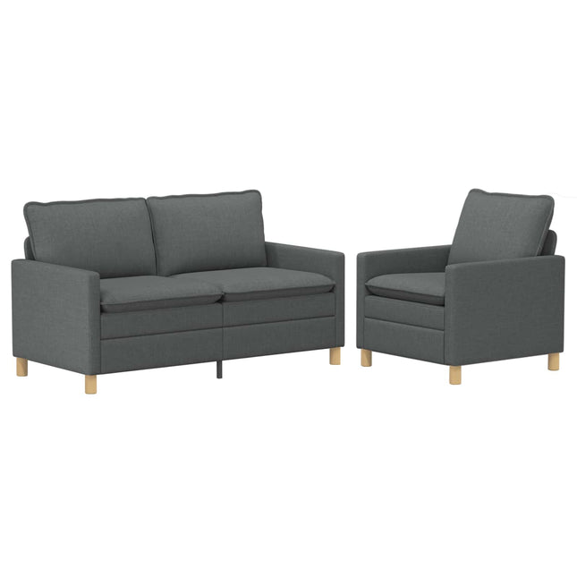 Sofa Sæt 2 stk. Mørkegrå Stof