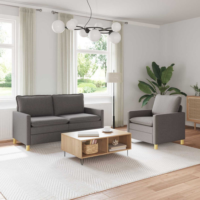 Sofa Sæt 2 stk. Gråbrun Stof
