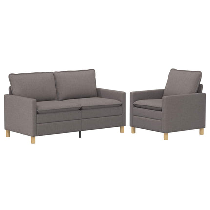 Sofa Sæt 2 stk. Gråbrun Stof