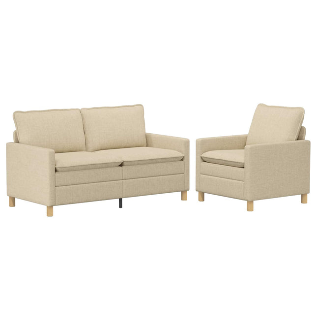 Sofa Sæt 2 stk. Cremefarvet Stof