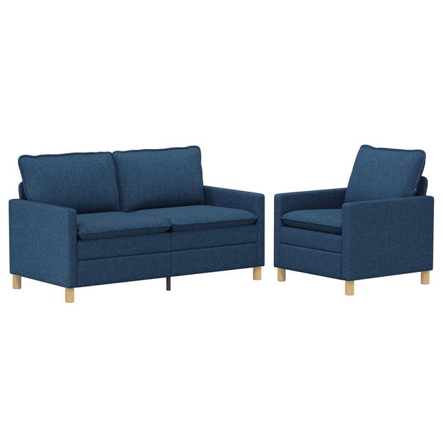 Sofa Sæt 2 stk. Blå Stof