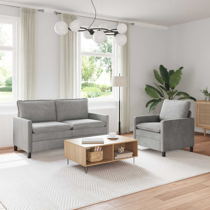 Sofa Sæt 2 pcs Lysegrå Fløjl
