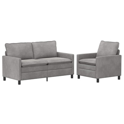 Sofa Sæt 2 pcs Lysegrå Fløjl