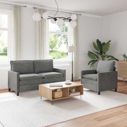 Sofa Sæt 2 pcs Mørkegrå Fløjl