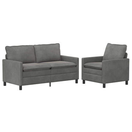 Sofa Sæt 2 pcs Mørkegrå Fløjl