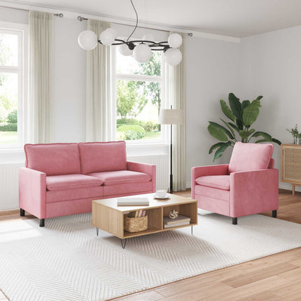 Sofa Sæt 2 pcs Lyserød Fløjl