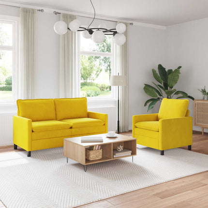 Sofa Sæt 2 pcs Gul Fløjl