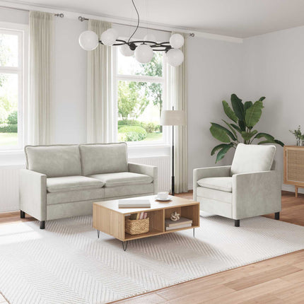 Sofa Sæt 2 pcs Cremefarvet Fløjl