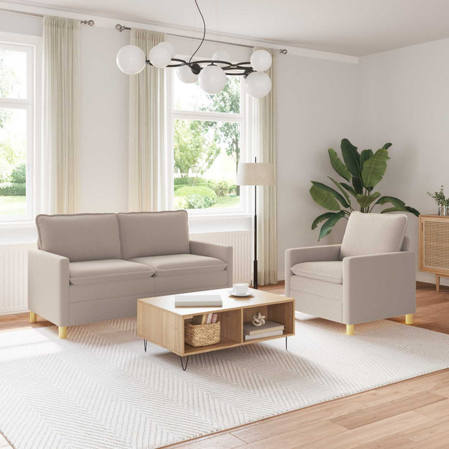 Sofa Sæt 2 stk. Lysegrå Stof