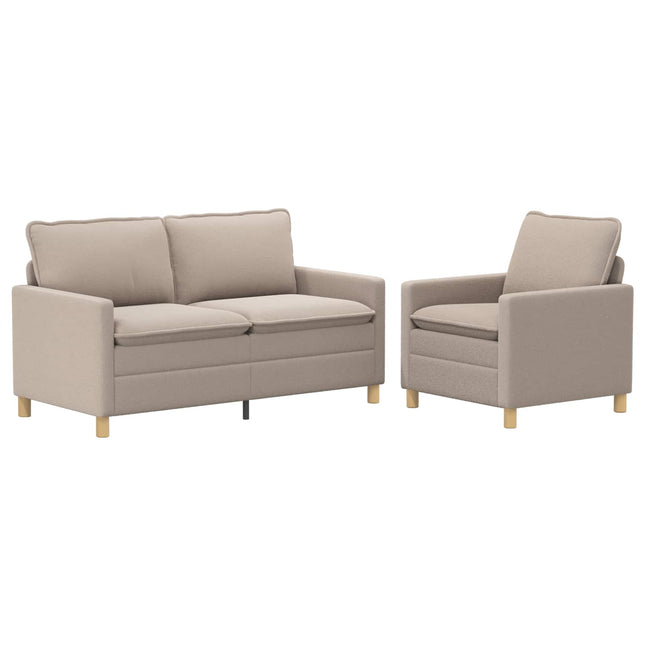 Sofa Sæt 2 stk. Lysegrå Stof