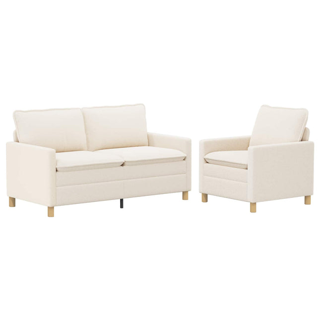 Sofa Sæt 2 stk. Cremefarvet Stof