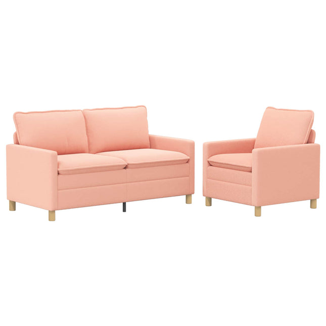 Sofa Sæt 2 stk. Lyserød Stof
