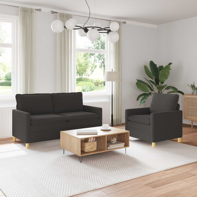 Sofa Sæt 2 stk. Mørkegrå Stof