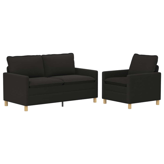 Sofa Sæt 2 stk. Sort Stof