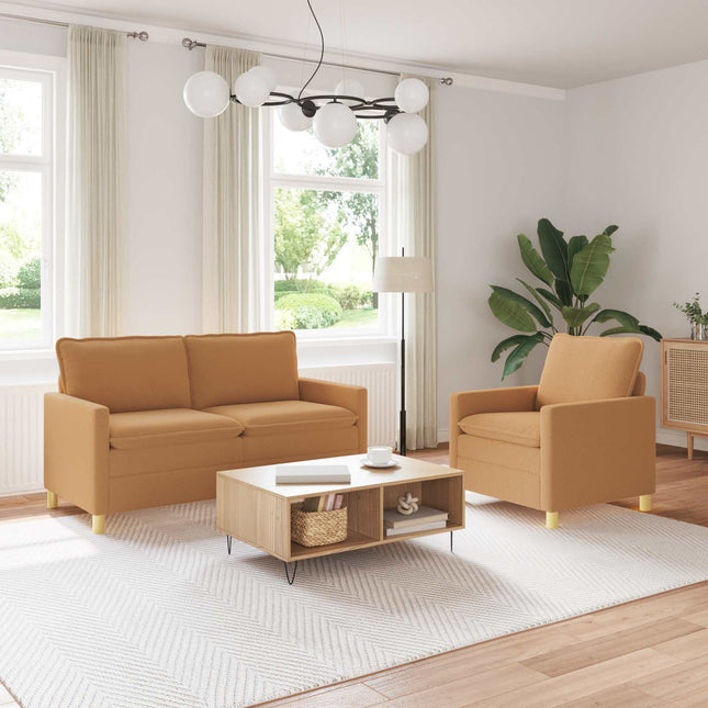 Sofa Sæt 2 stk. Beige Stof