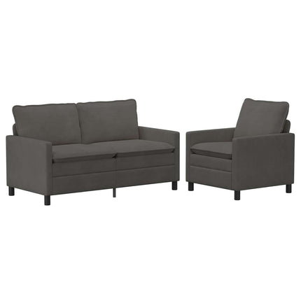 Sofa Sæt 2 pcs Mørkegrå Stof