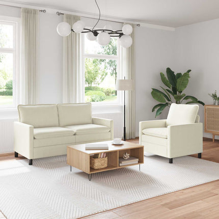 Sofa Sæt 2 pcs Cremefarvet Stof