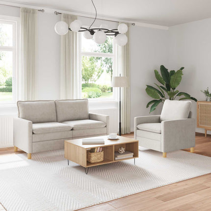 Sofa Sæt 2 pcs Cremefarvet Polyester