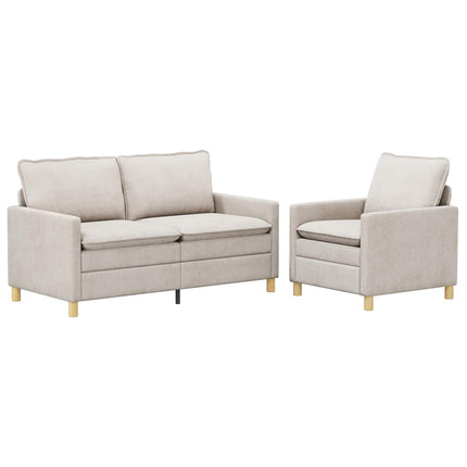 Sofa Sæt 2 pcs Cremefarvet Polyester