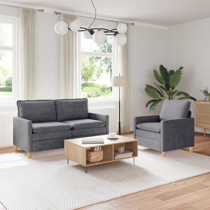 Sofa Sæt 2 pcs Lysegrå Polyester