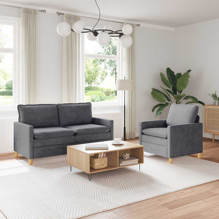 Sofa Sæt 2 pcs Mørkegrå Polyester