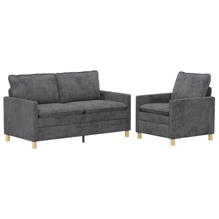 Sofa Sæt 2 pcs Mørkegrå Polyester