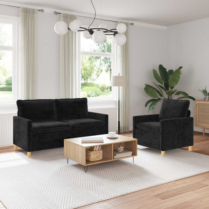 Sofa Sæt 2 pcs Sort Polyester