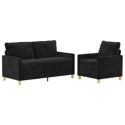 Sofa Sæt 2 pcs Sort Polyester