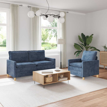Sofa Sæt 2 pcs Blå Polyester