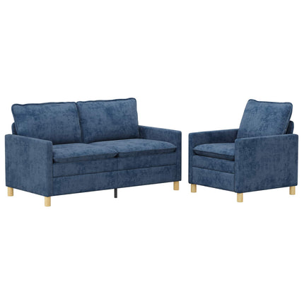 Sofa Sæt 2 pcs Blå Polyester