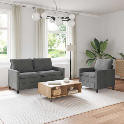 Sofa Sæt 2 pcs Lysegrå Polyester