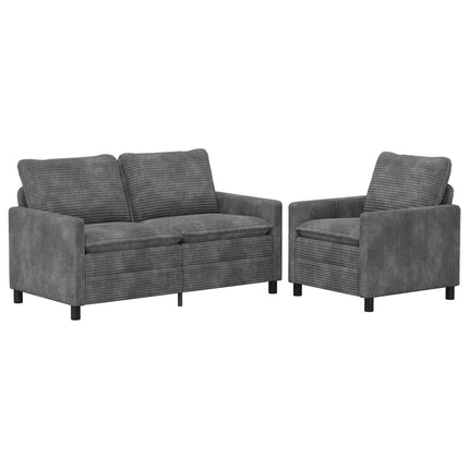 Sofa Sæt 2 pcs Lysegrå Polyester