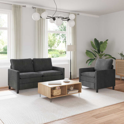 Sofa Sæt 2 pcs Mørkegrå Polyester