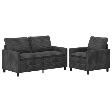 Sofa Sæt 2 pcs Mørkegrå Polyester