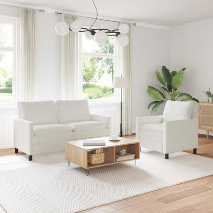 Sofa Sæt 2 pcs Cremefarvet Polyester