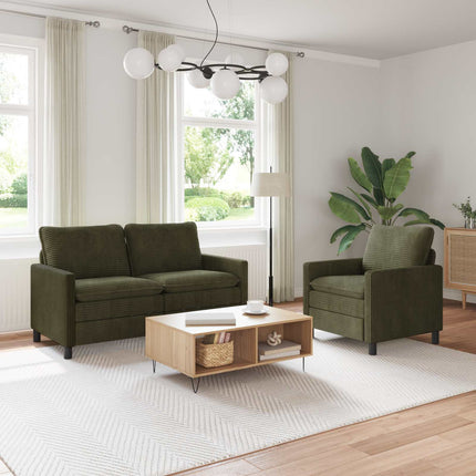 Sofa Sæt 2 pcs Grøn Polyester