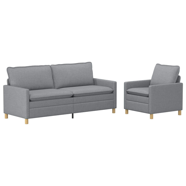 Sofa Sæt 2 stk. Lysegrå Stof