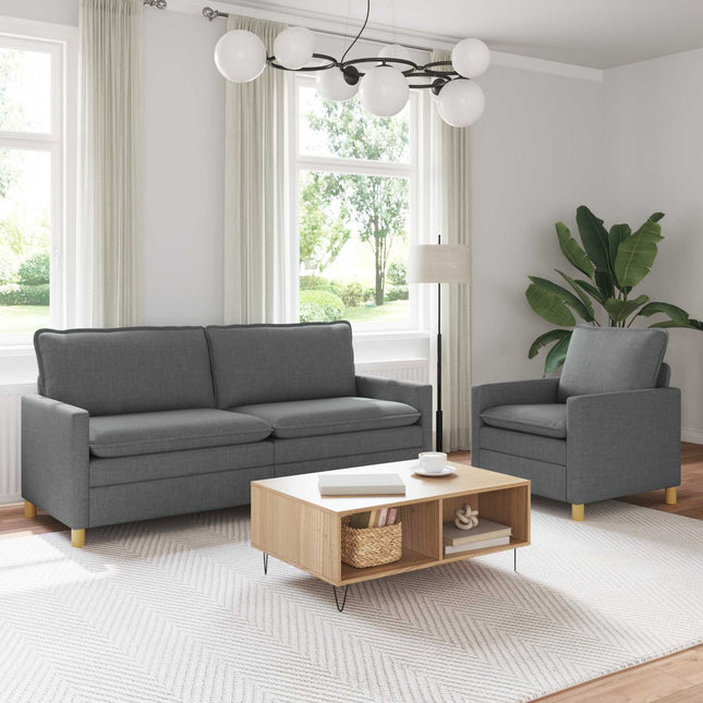 Sofa Sæt 2 stk. Mørkegrå Stof