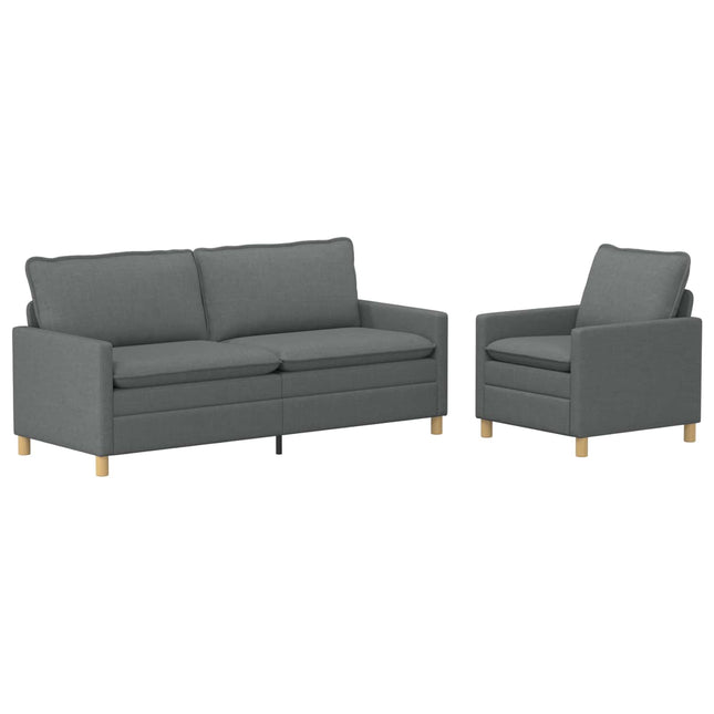Sofa Sæt 2 stk. Mørkegrå Stof