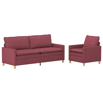 Sofa Sæt 2 stk. Vinrød Stof