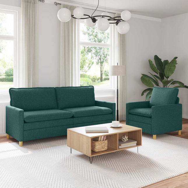 Sofa Sæt 2 stk. Mørkegrøn Stof