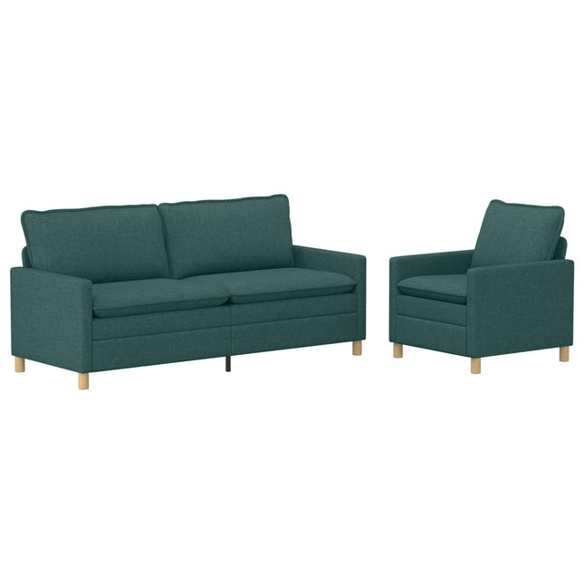 Sofa Sæt 2 stk. Mørkegrøn Stof