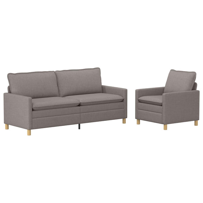 Sofa Sæt 2 stk. Gråbrun Stof