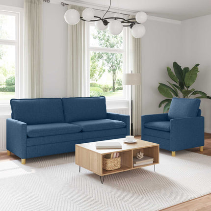 Sofa Sæt 2 stk. Blå Stof