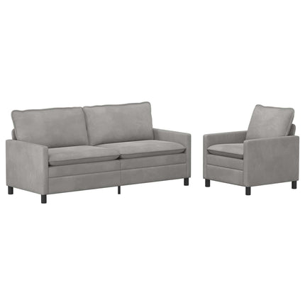 Sofa Sæt 2 pcs Lysegrå Fløjl