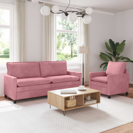 Sofa Sæt 2 pcs Lyserød Fløjl