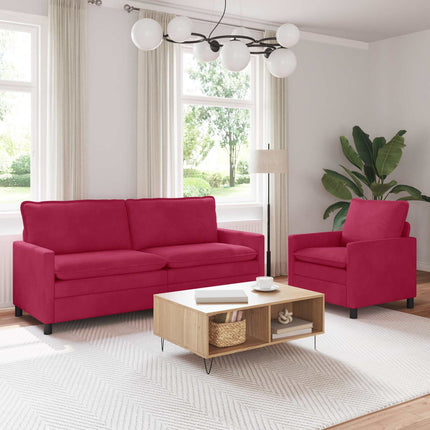 Sofa Sæt 2 pcs Vinrød Fløjl